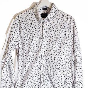 Abercrombie & Fitch White Floral Pattern Shirt, Super Slim, Size L